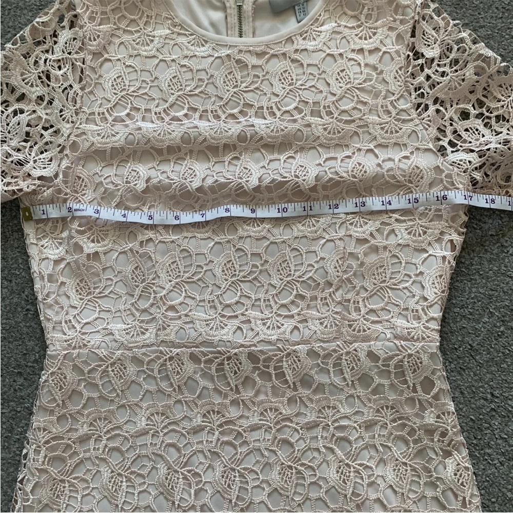Coast Lace Shift Mini Dress Size 16 Short Sleeve Blush Pink Back Zip - Picture 5 of 12